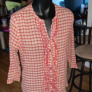 hollister plaid top 3/4” sleeves large
